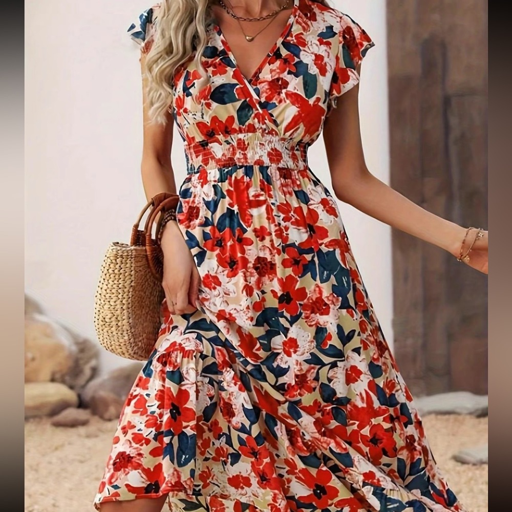 Summer maxi dress, lightweight floral